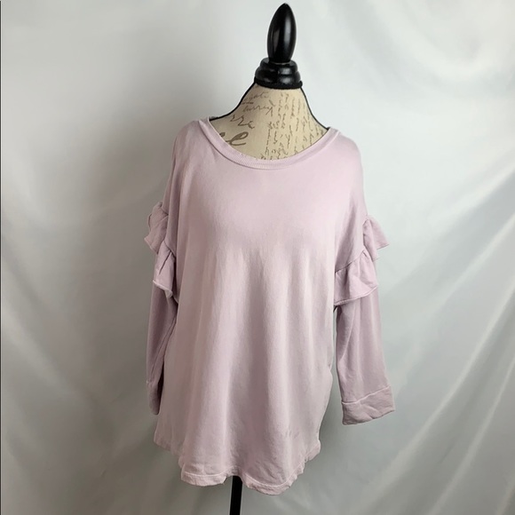 Current/Elliot Ruffle Sweatshirt Lilac - Picture 3 of 9